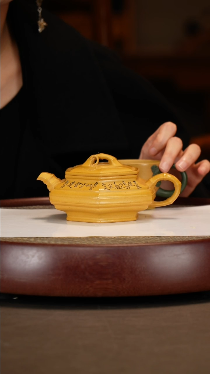【闪购商品】紫砂茶壶六方扁竹鼓+莲蓬杯+徐小阳证书230c