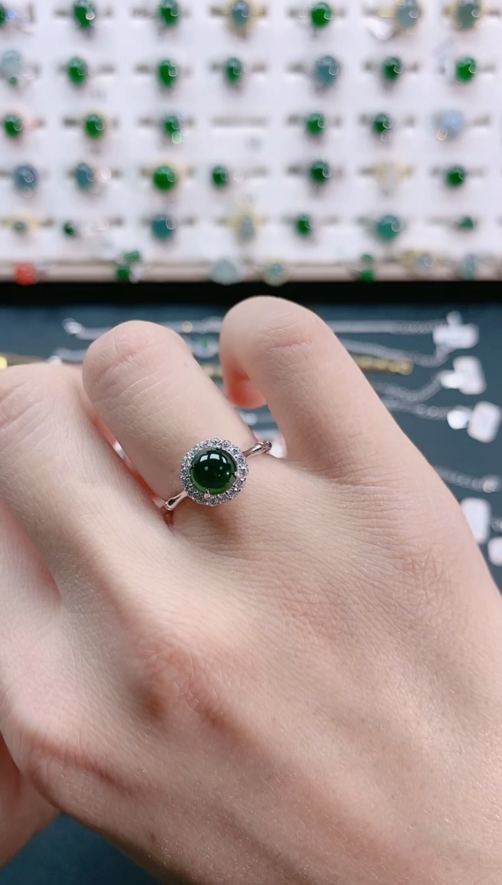 【闪购商品】翡翠戒指银S925镶嵌天然翡翠