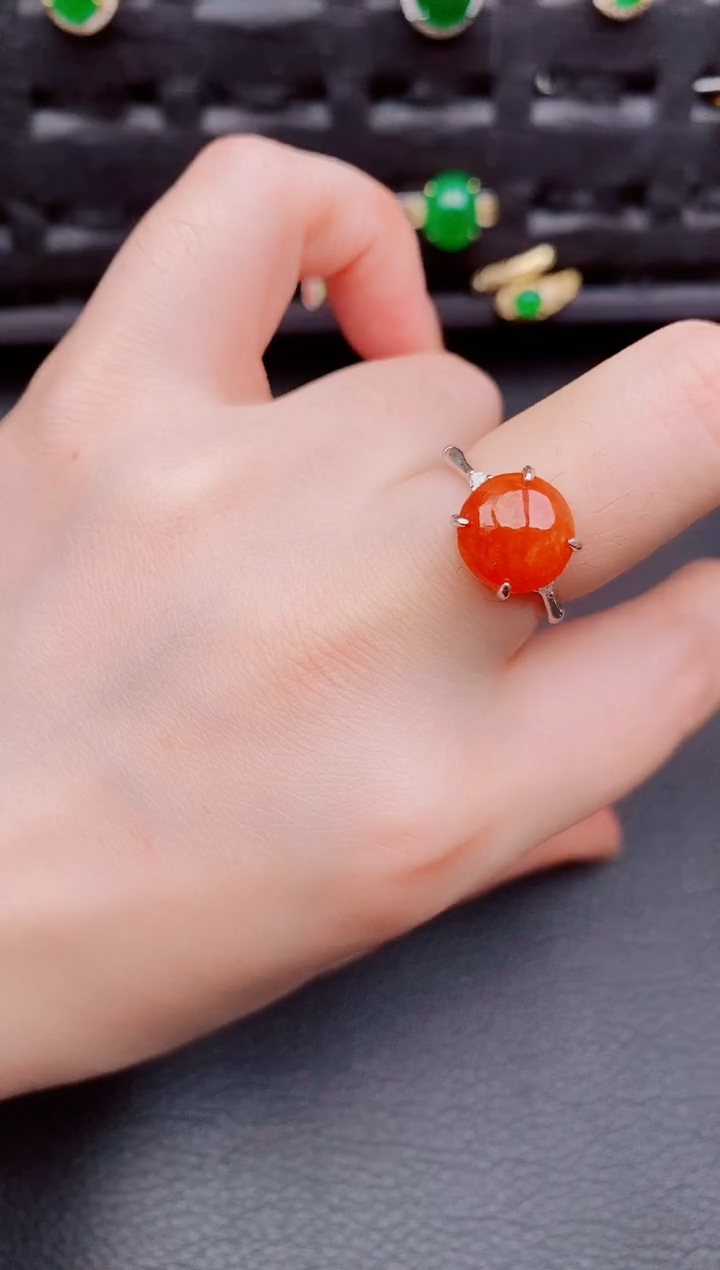 【闪购商品】翡翠戒指银S925镶嵌天然a货翡翠212