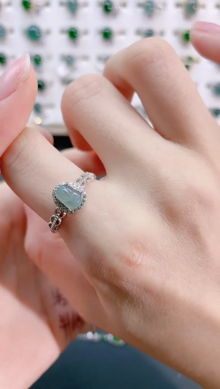 【闪购商品】翡翠戒指银S925镶嵌天然翡翠