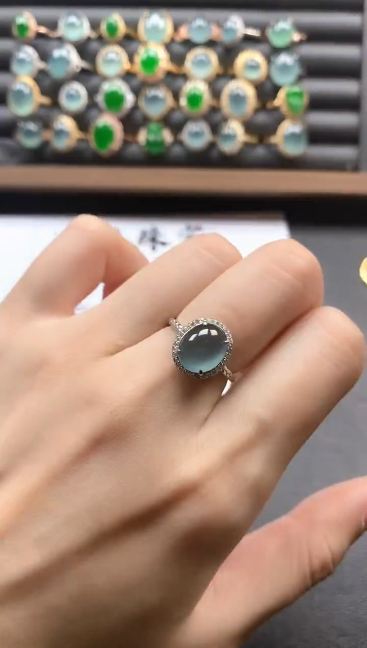 银S925镶嵌戒指翡翠51511