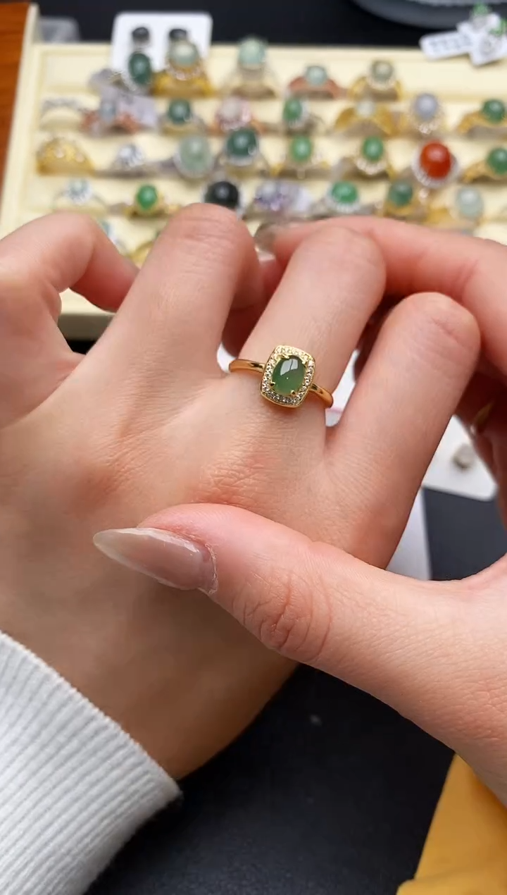 【闪购商品】翡翠戒指银S925镶嵌22222222+5