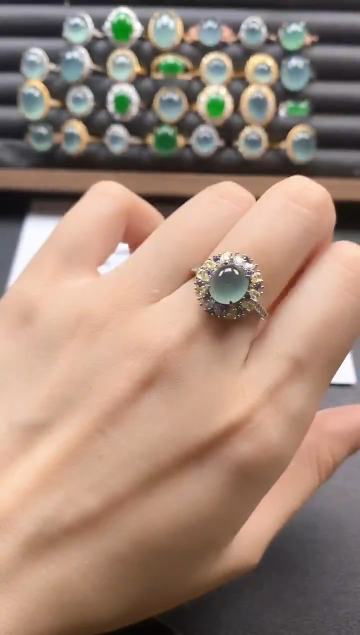 银S925镶嵌戒指翡翠11