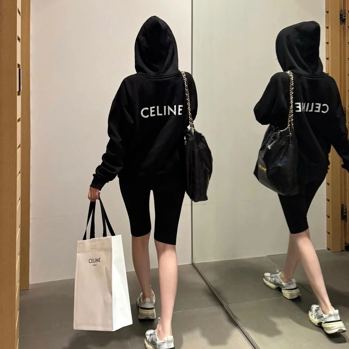 未使用 Celine/思琳 黑色纯棉长袖卫衣/S