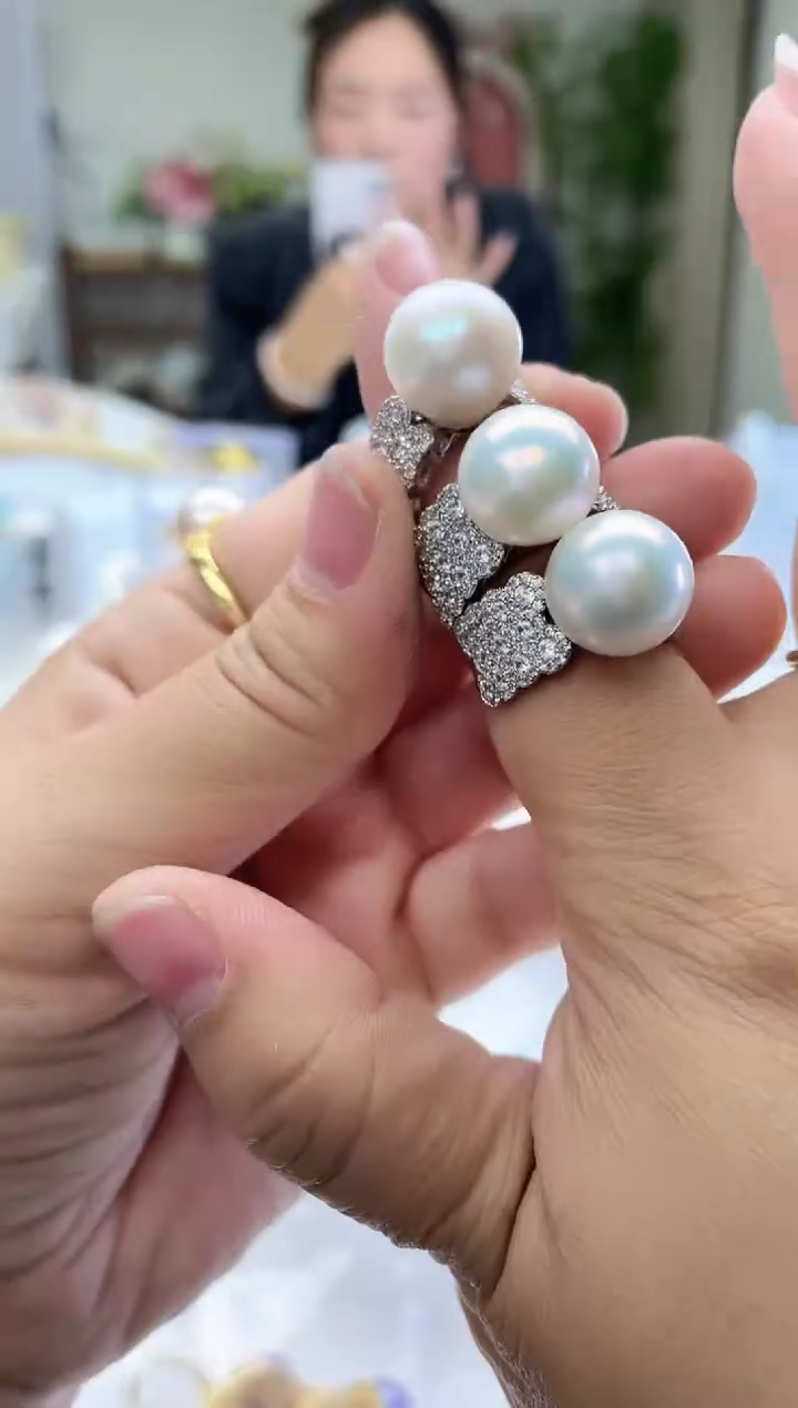 未镶嵌戒指淡水珍珠白色系 设计款13mm（多样性发一）