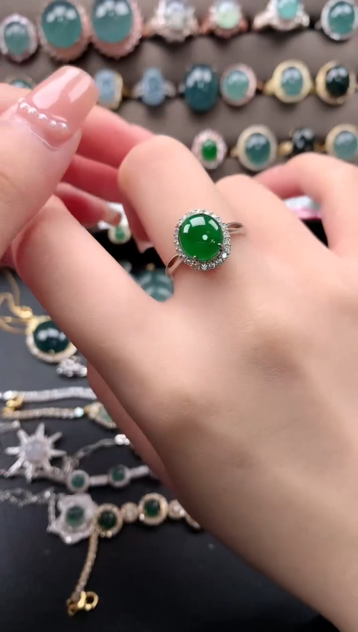 【闪购商品】翡翠戒指银S925镶嵌51214