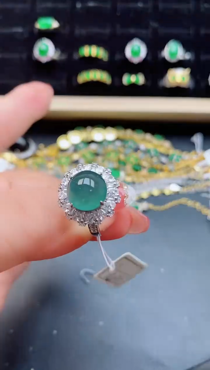 【闪购商品】翡翠戒指银S925镶嵌121122