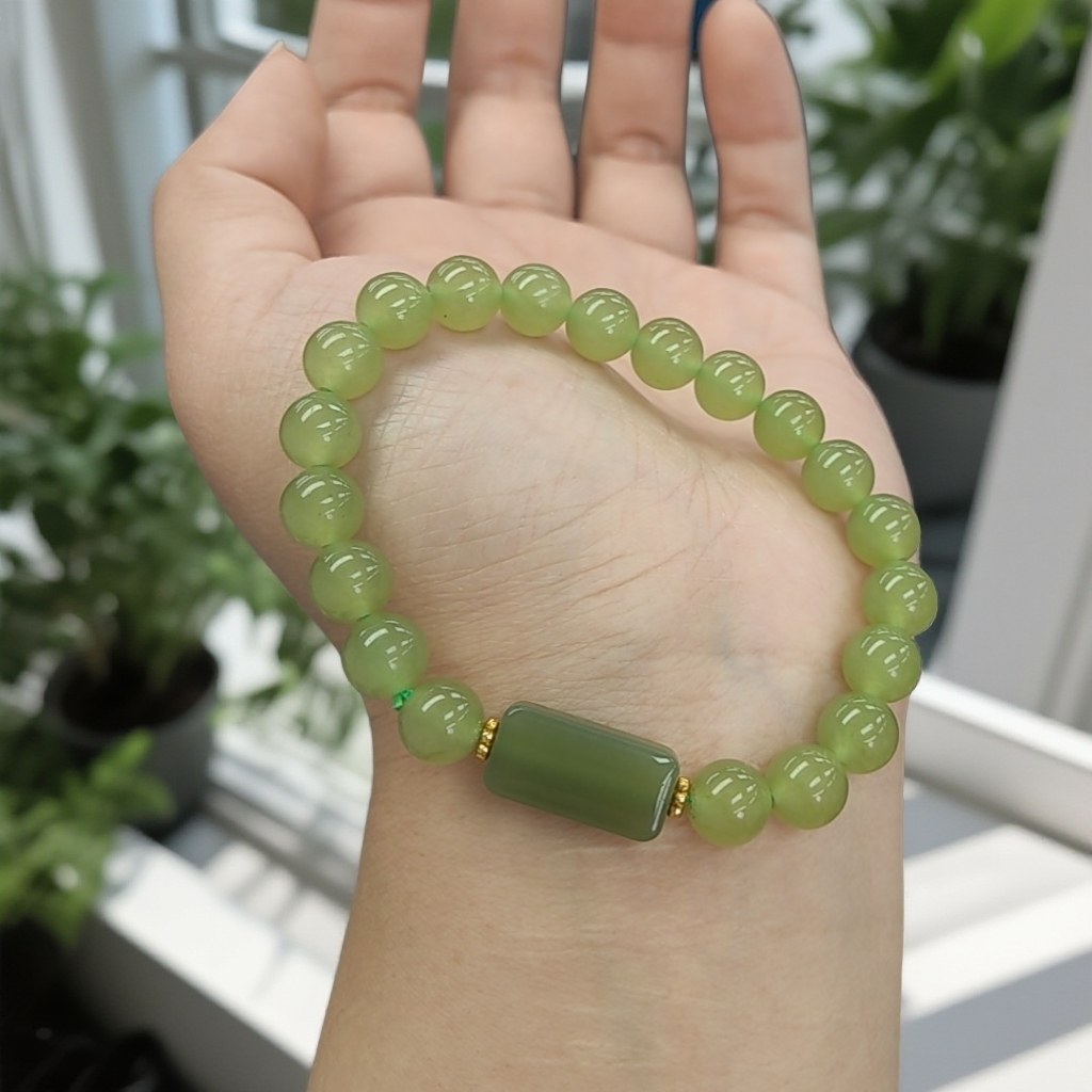 精品牛油果色平安牌8毫米手串