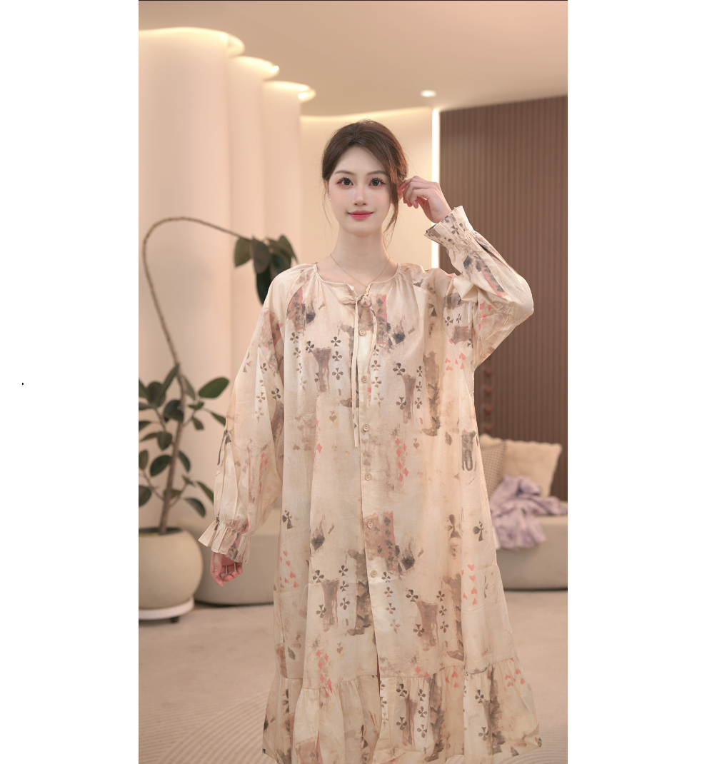 DM【水墨花影】高定设计款时尚家居服睡裙
