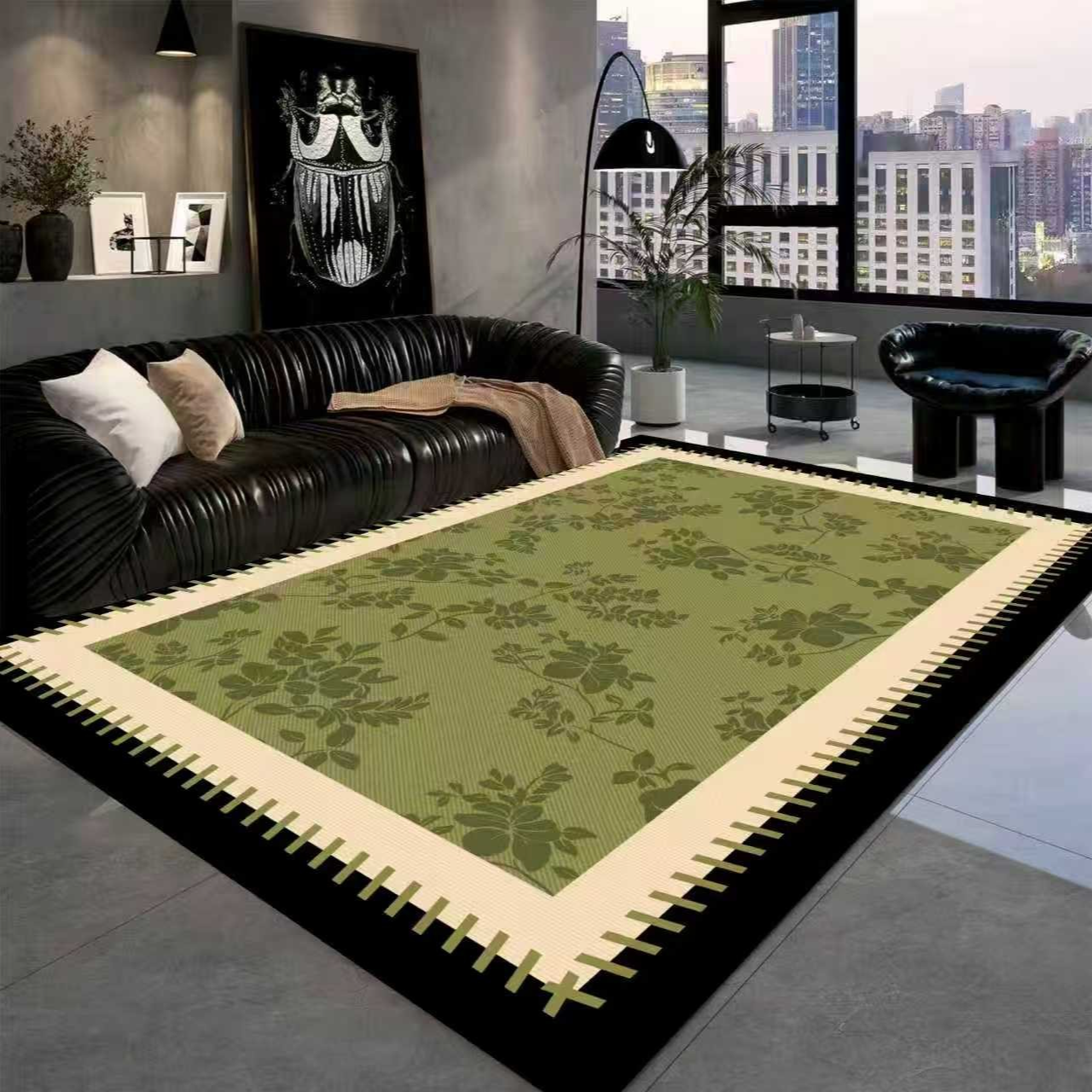 绿野仙踪2*3米轻奢百搭卧室客厅茶几地毯-水晶绒防滑