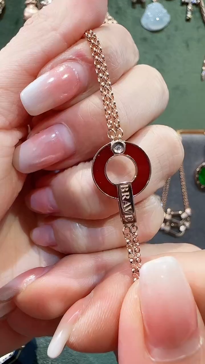 【闪购商品】玛瑙/玉髓手链18K金镶嵌18K金钻石铜钱手链