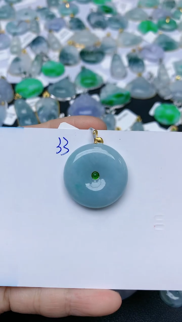 【闪购商品】翡翠颈饰18K金镶嵌天然翡翠A货