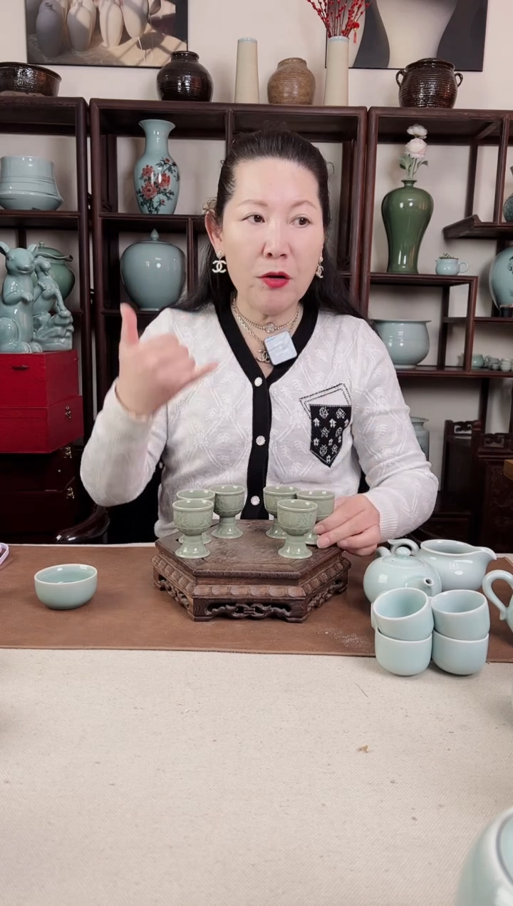 【闪购商品】杯豆青釉 小酒杯6只装