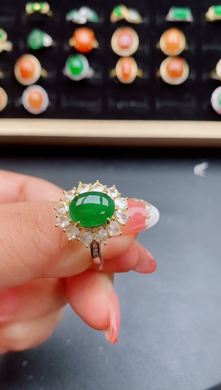 【闪购商品】翡翠戒指银S925镶嵌12121