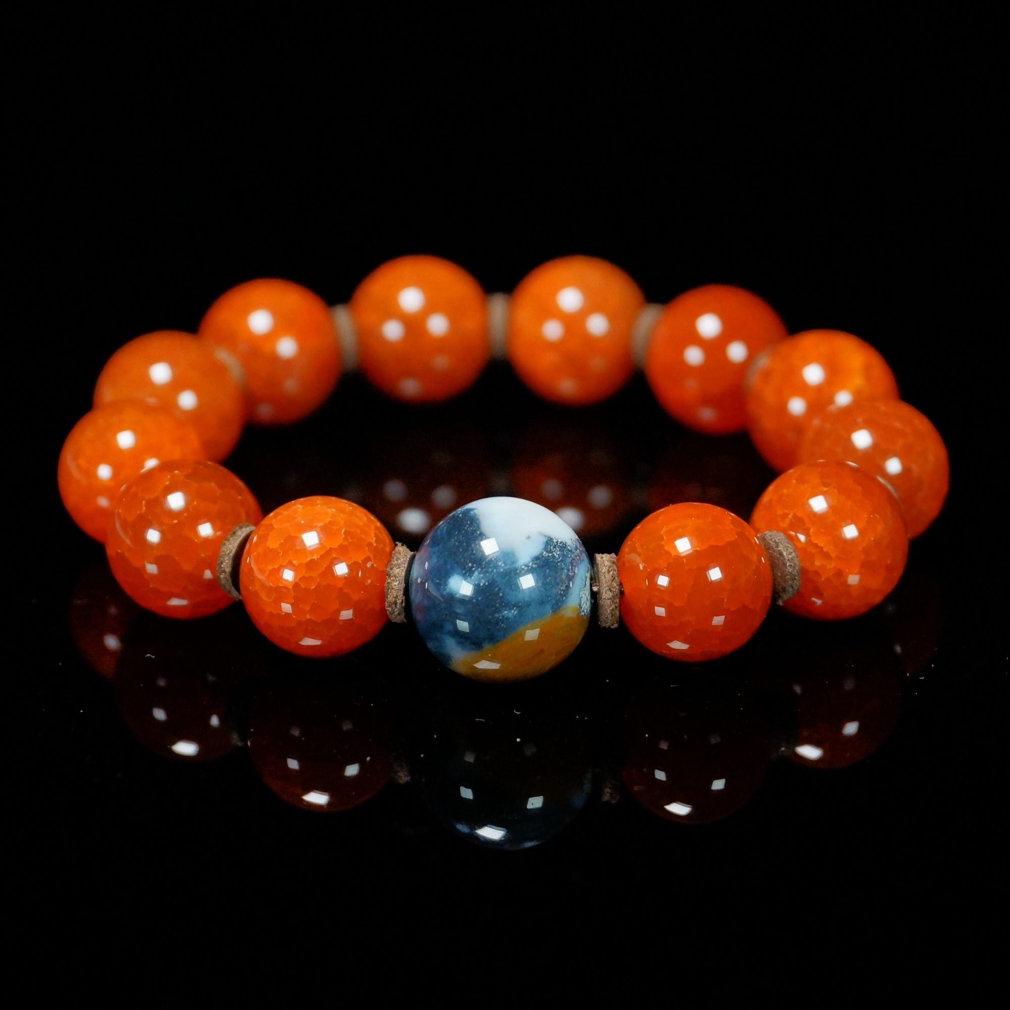 青花玛瑙龙纹时尚手串（1.4）