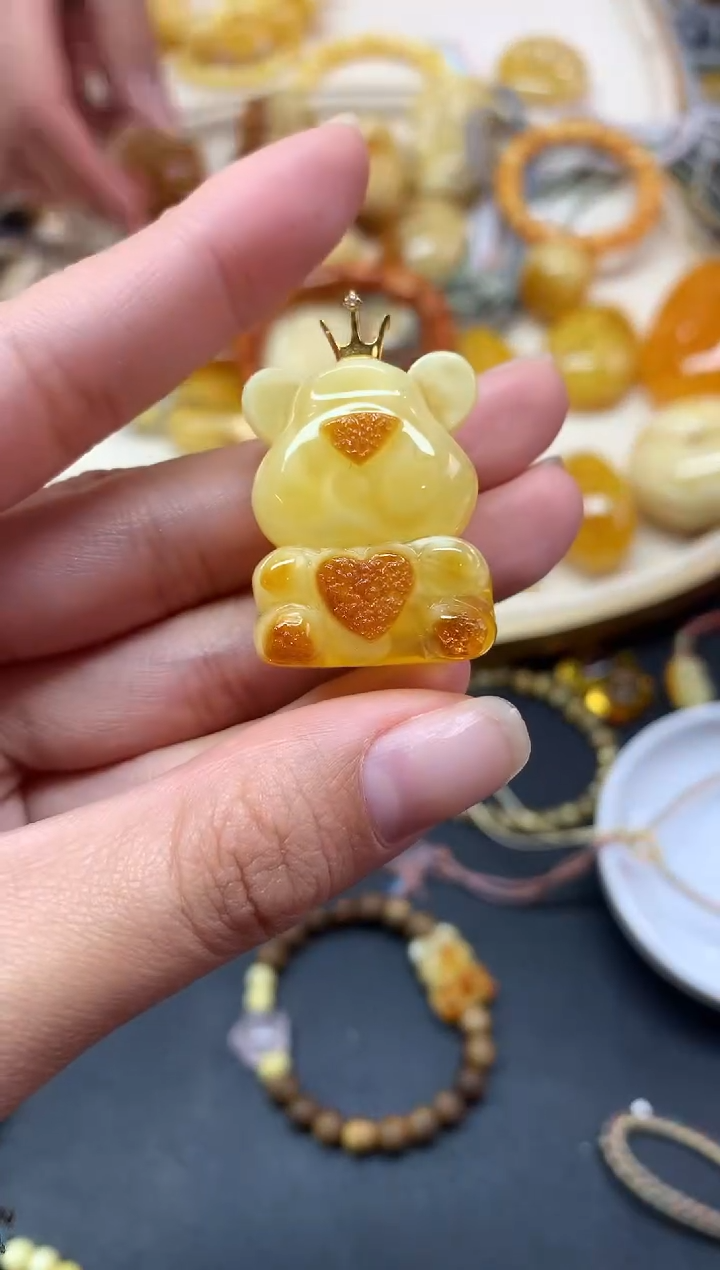 【闪购商品】蜜蜡裸石18K金镶嵌吊坠A365|1200