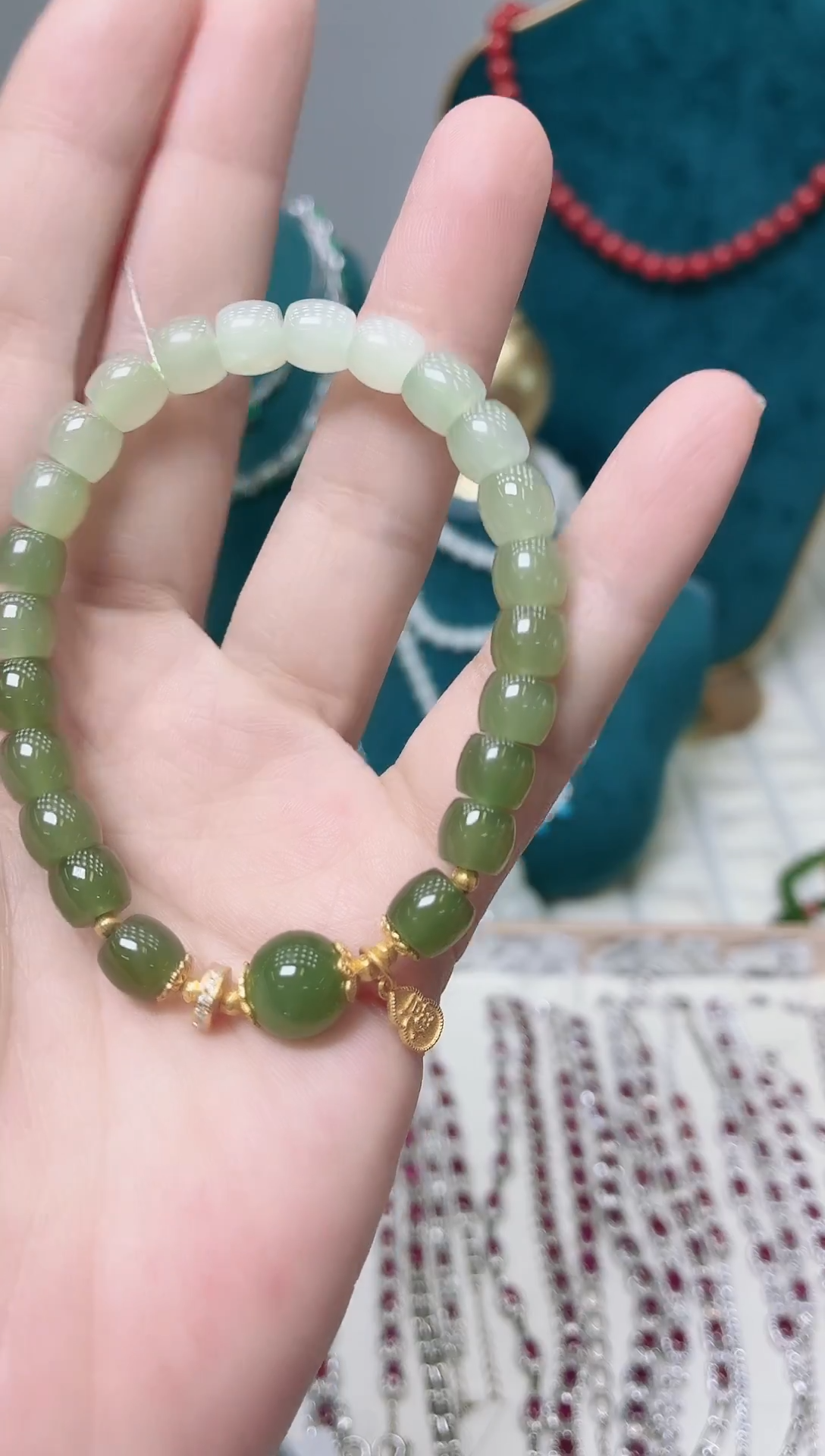 银S925镶嵌手串和田玉048BJ1225产品一个（多样性）