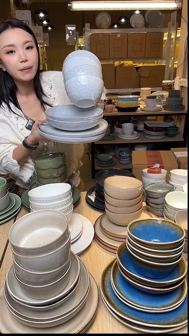 瓷60外贸尾货窑变釉下彩默外微瑕（芝麻釉8件套）