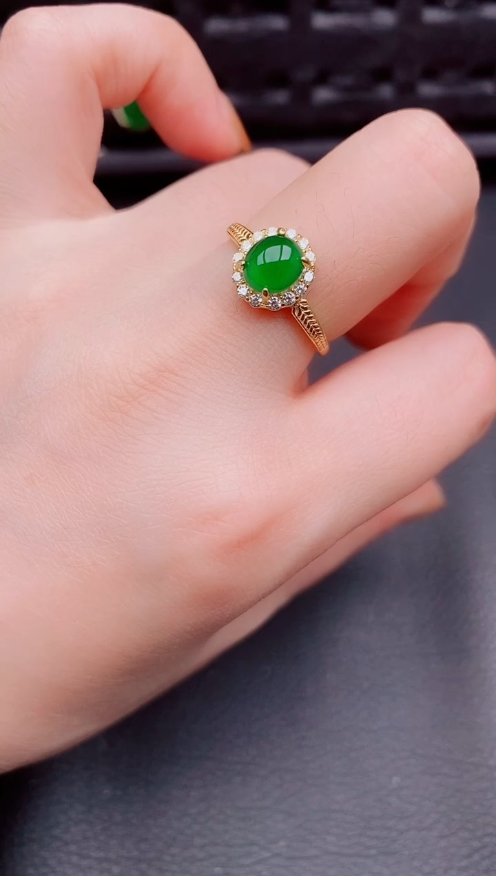 【闪购商品】翡翠戒指银S925镶嵌天然a货翡翠602