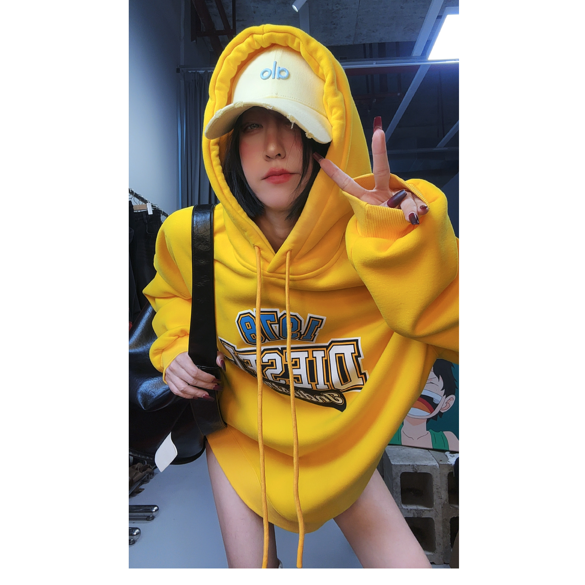 奇奇家 粉丝福利 FISHYU正版加绒加厚 柠檬黄连帽卫衣