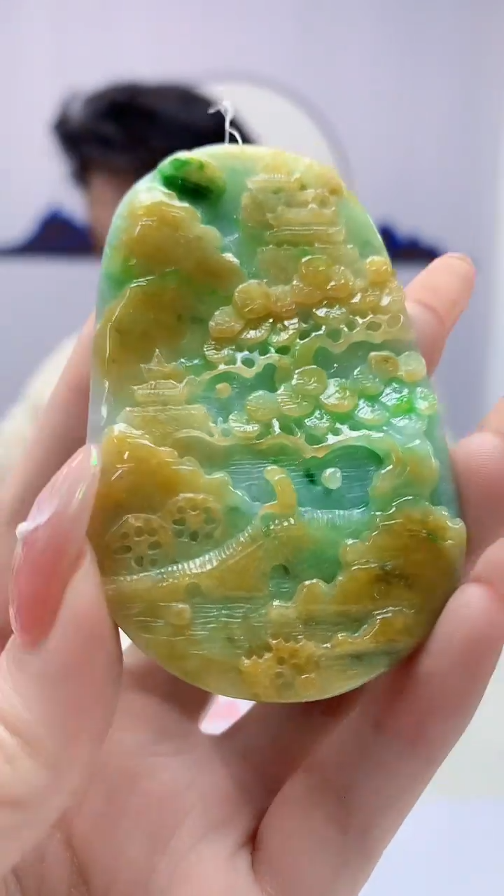 【闪购商品】定制翡翠未镶嵌1502DD-毛货挂件159