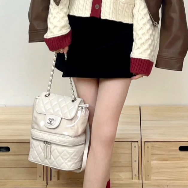 99新 Chanel/香奈儿 香奈儿 PVC拼牛皮 果冻透明双肩包