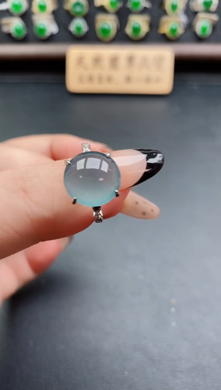 银S925镶嵌戒指翡翠1