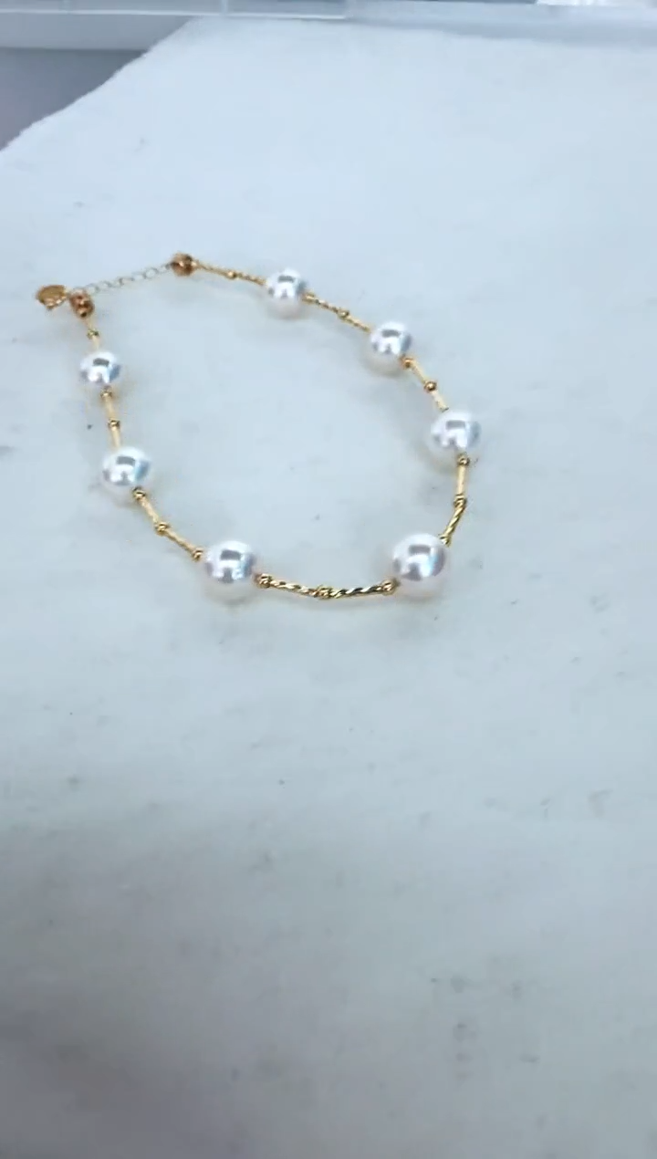 【闪购商品】海水珍珠手链18K金镶嵌手链