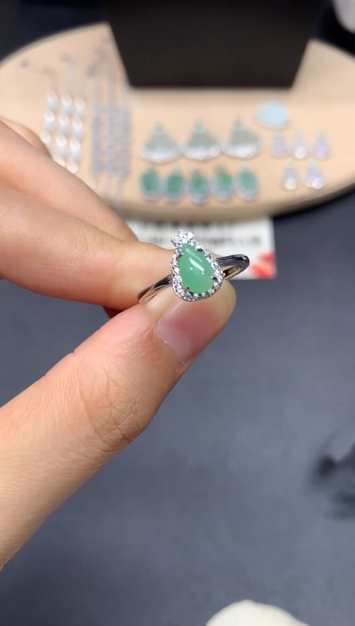 翡翠戒指银S925镶嵌蛋面【无服务费】