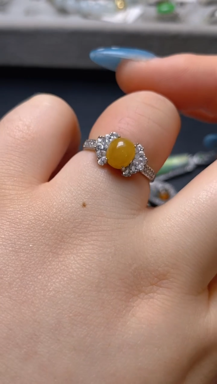 银S925镶嵌戒指翡翠百内无证书