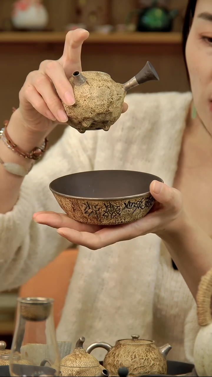 言野手作 粉引仿古万贯钱财壶承