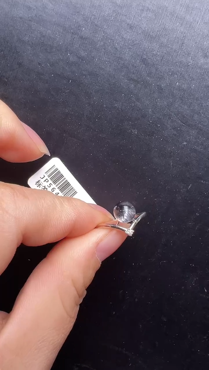 未镶嵌戒指水晶黑银钛戒指 JP56478 