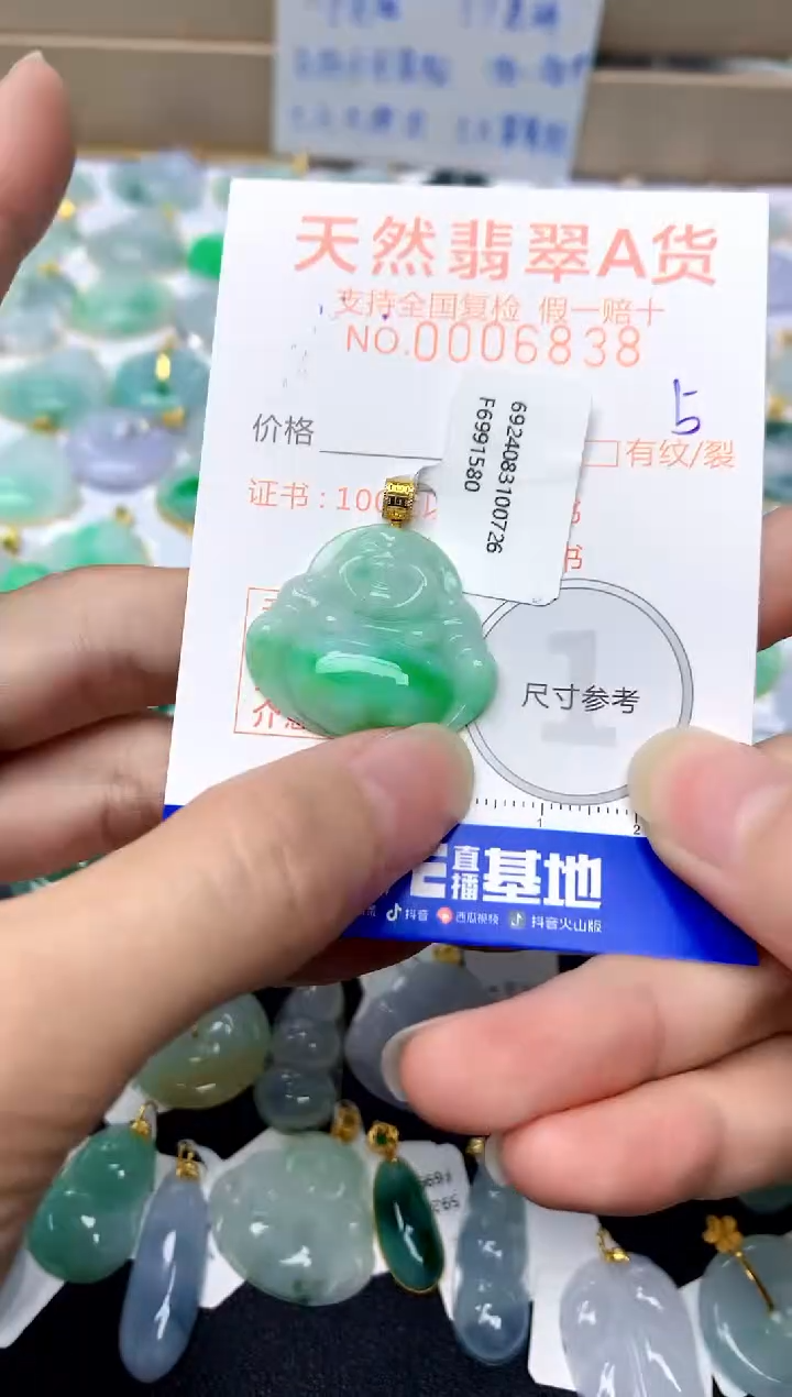 【闪购商品】翡翠颈饰18K金镶嵌5天然A货翡翠