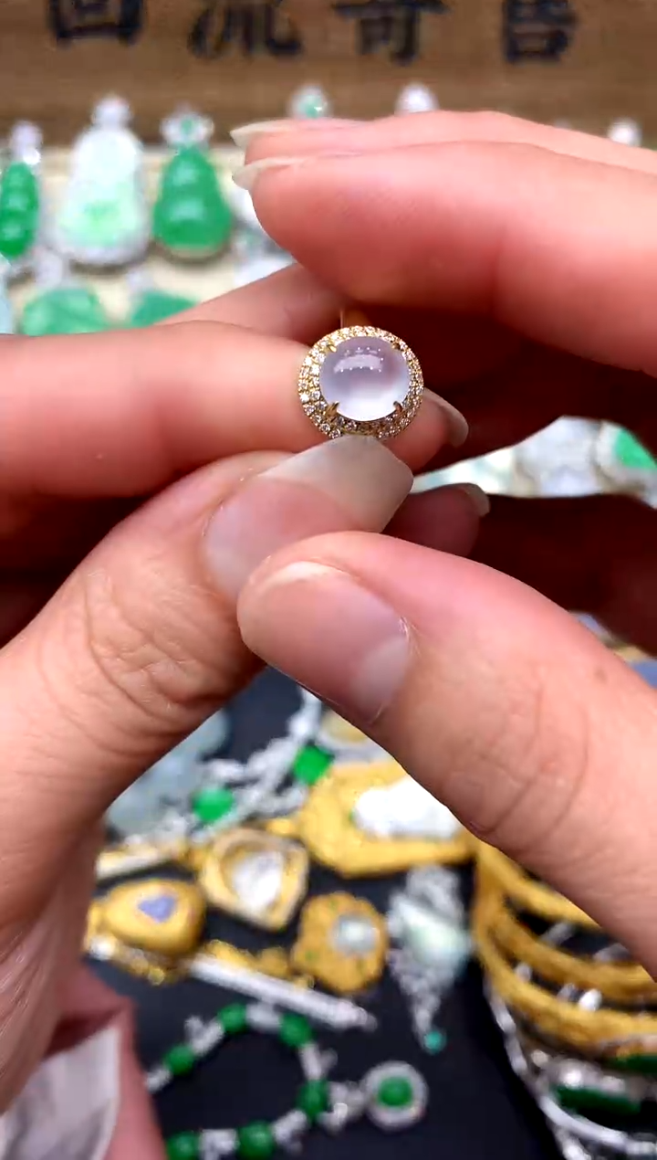 【闪购商品】翡翠戒指18K金镶嵌365-中国好珍宝