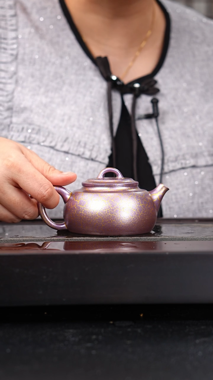 茶壶紫砂赵庄朱泥壁泉贝壳烧170cc叶晓敏