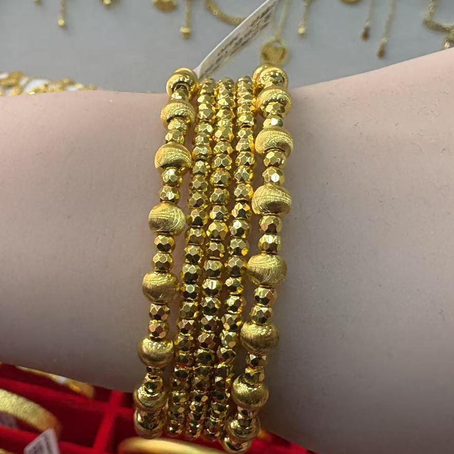 足银手镯 五圈猫眼手镯