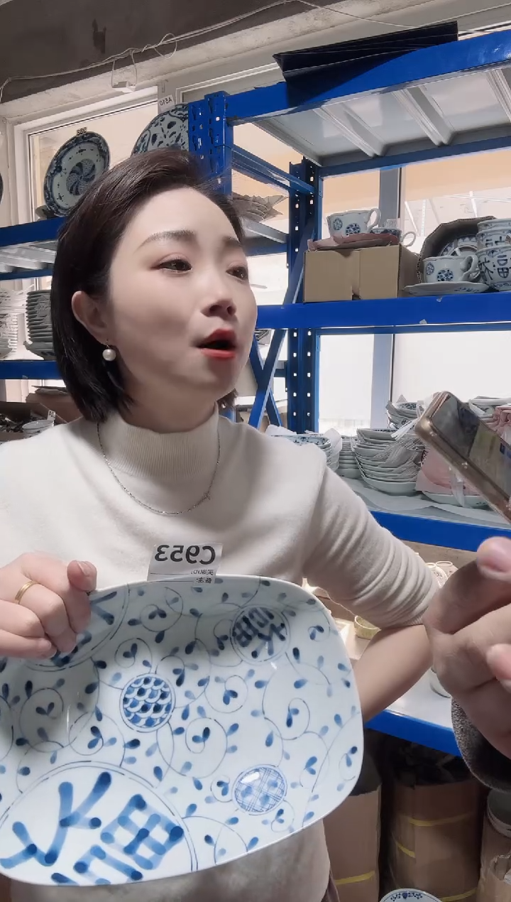 瓷片 全新高端瓷器 25cm打元宝盘 福一只C953 （微瑕）