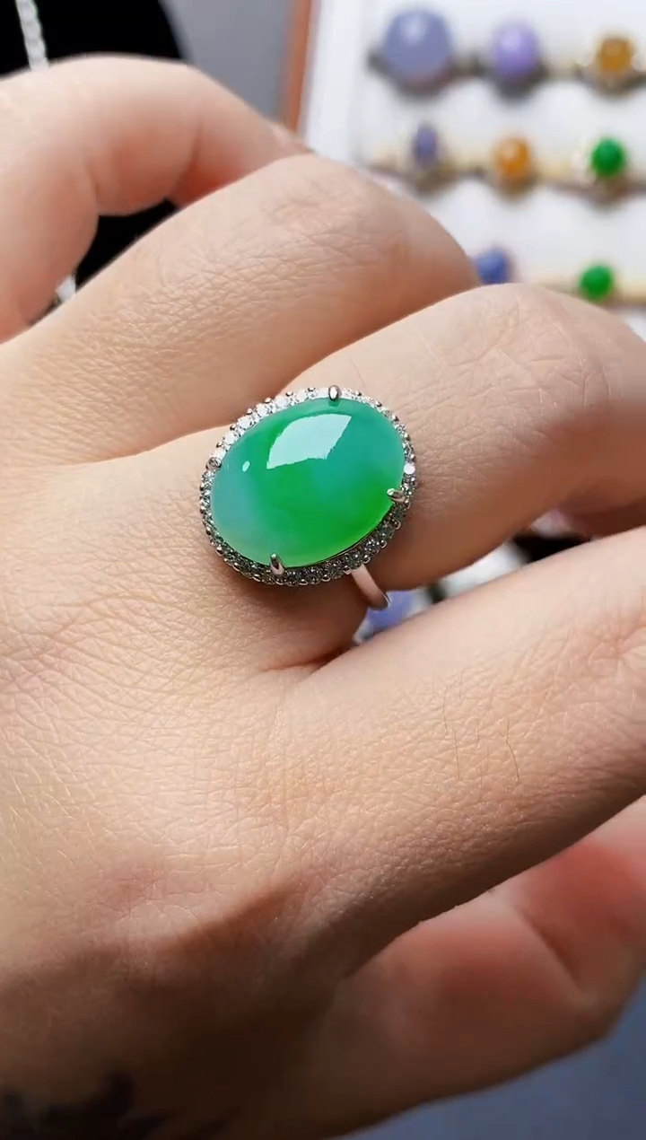 银S925镶嵌戒指翡翠2141