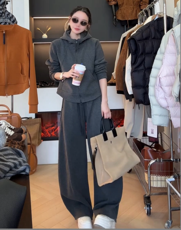 2025新款防风纳米德绒加绒加厚休闲风时尚套装秋冬