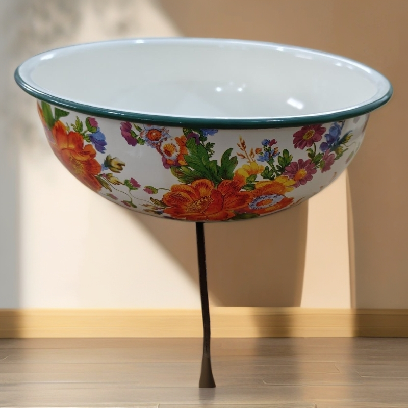 23公分珐琅搪瓷 依兰花 元宝盆1个