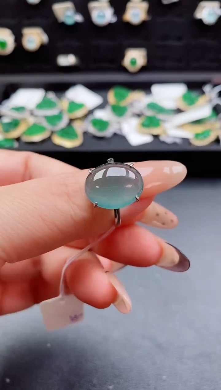 银S925镶嵌戒指翡翠1