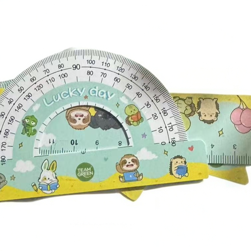 绿团尺子学生卡通套尺直尺三角尺多功能尺