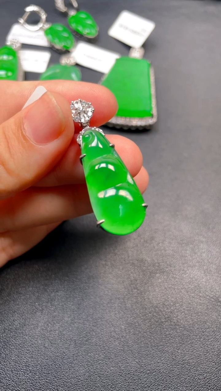 吊坠(不含链)银S925镶嵌翡翠吊坠