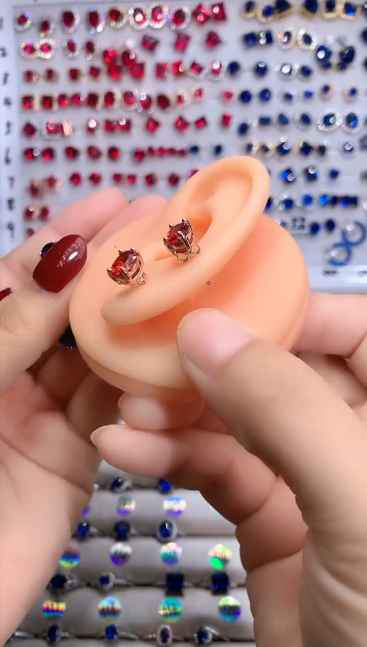 【闪购商品】石榴石（芬达石）耳饰银S925镶嵌玫瑰金