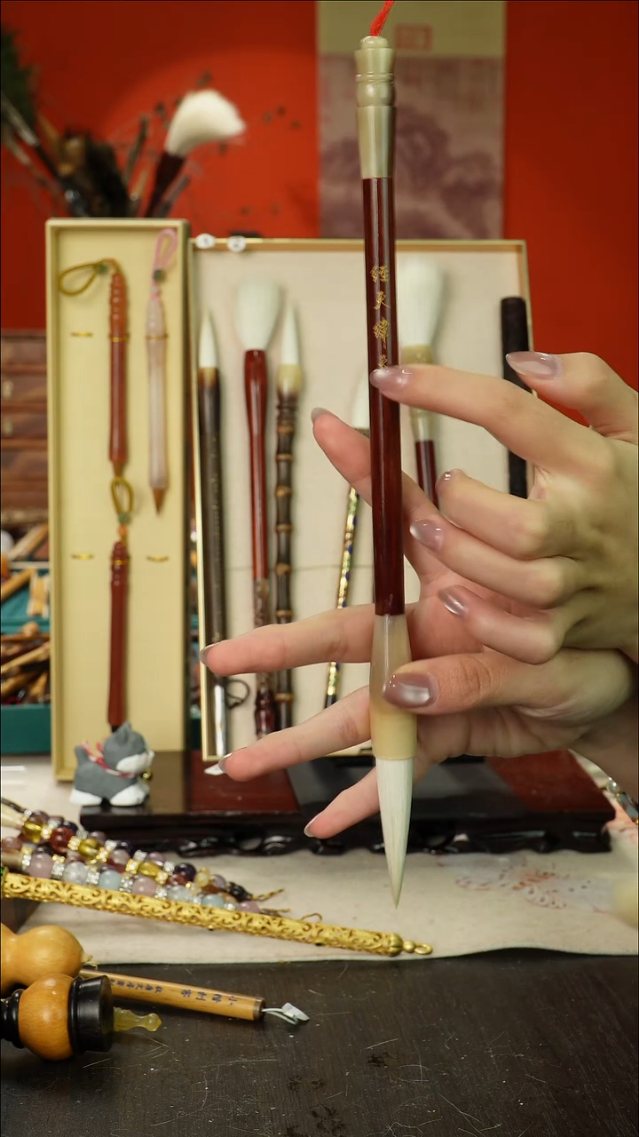 闪74孤品高货毛笔链接 清水试笔 蘸墨不退