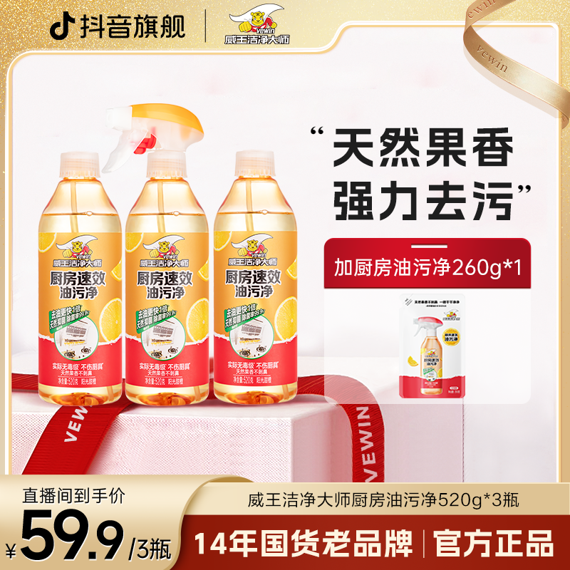 vewin/威王威王洁净大师厨房油污清洁神器厨房重油污除菌清洁520g
