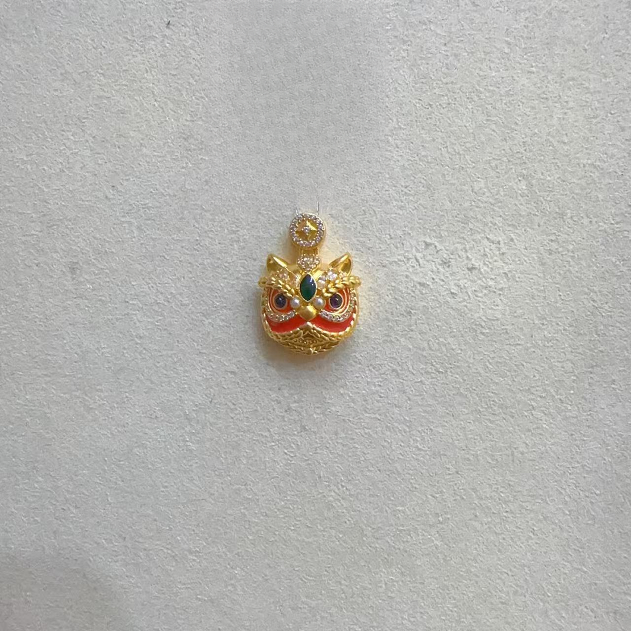 足金999/5D镶嵌珐琅/醒狮吊坠/点购买选克重/不含链/选一发货