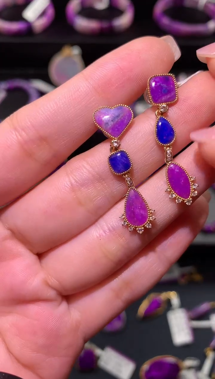 【闪购商品】苏纪石（舒俱来）.18K金镶嵌舒俱来耳饰