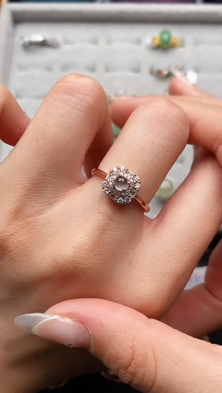 【闪购商品】翡翠戒指银S925镶嵌777777777+2