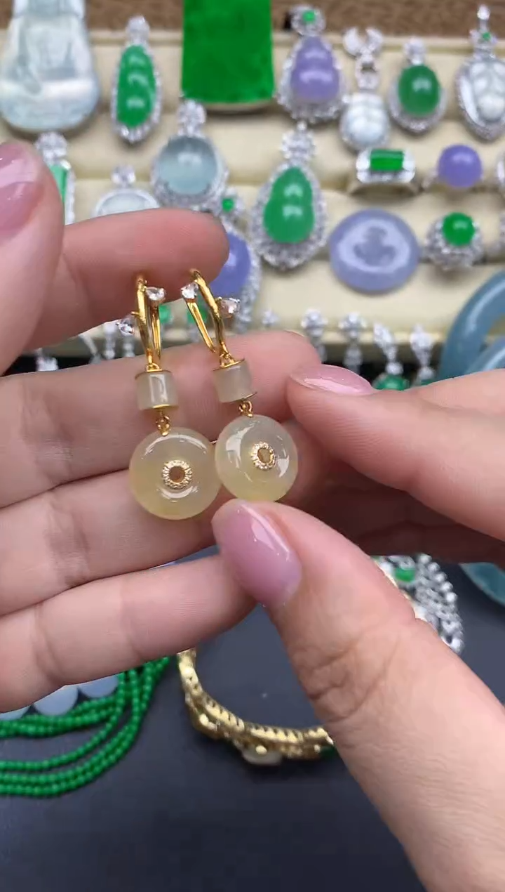 【闪购商品】翡翠耳饰18K金镶嵌334-中国好珍宝